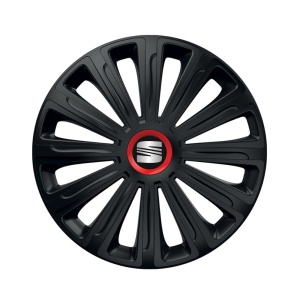 Set 4 capace roti Negre Cu Inel Rosu Trend R16 Compatibil Cu Seat