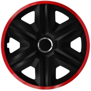 Set 4 Capace Roti pentru Volkswagen, model Fast Black Cu Rama Rosie, R16 - Img 3