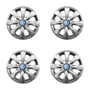 Set 4 capace roti potrivite jantelor de 15 inchi (R15) compatibile VW Volkswagen, Model - 316, Sigla Albastra - Img 2
