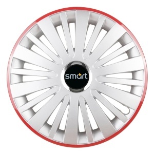 Set 4 Capace Roti, potrivite jantelor de R16, pentru Smart, model falcon argintiu cu rama rosie - Img 3