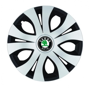 Set 4 Capace Roti Top Gri-Negru R15, Compatibil Cu Skoda
