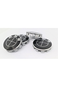 Set embleme BMW 7 piese, negre full, capota/portbagaj 82 mm, capace jante 68mm, sigla volan 44 mm, B - Img 3