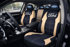 Set Huse Scaune Universale Compatibile cu Ford– Negru/Crem - Img 2