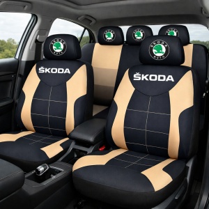 Set Huse Scaune Universale Compatibile cu Skoda – Negru/Crem - Img 2