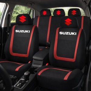 Set Huse Scaune Universale Compatibile cu Suzuki – Negru/Rosu - Img 2