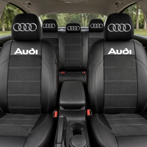 Set Huse Scaune Universale Din Piele Ecologică Si Alcantara Personalizate Cu Audi - Img 2