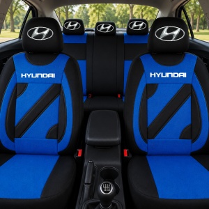Set Huse Scaune Universale Nero Albastru Personalizate cu Hyundai - Img 2