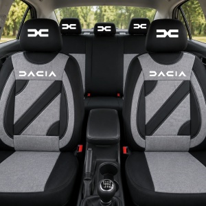 Set Huse Scaune Universale Nero Gri Personalizate cu Dacia Nou - Img 2