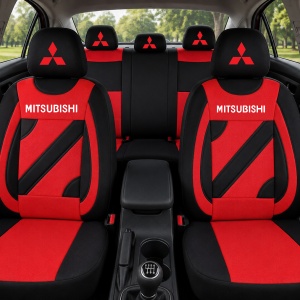 Set Huse Scaune Universale Nero Rosu Personalizate cu Mitsubishi - Img 2