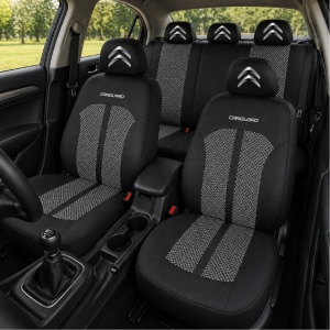 Set Huse Scaune Universale Premium Carguard Personalizate cu Citroen – Negru/Gri - Img 2