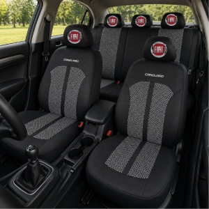 Set Huse Scaune Universale Premium Carguard Personalizate cu Fiat – Negru/Gri - Img 2