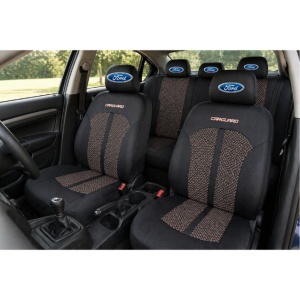 Set Huse Scaune Universale Premium Carguard Personalizate cu Ford – Negru/Bej - Img 2