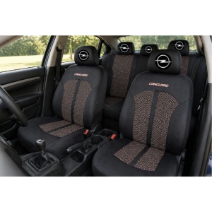 Set Huse Scaune Universale Premium Carguard Personalizate cu Opel – Negru/Bej - Img 2