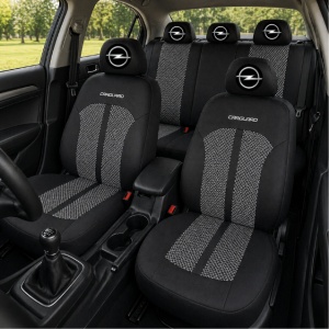 Set Huse Scaune Universale Premium Carguard Personalizate cu Opel – Negru/Gri - Img 2