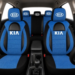 Set Huse Scaune Universale Racing, Albastru cu Negru Personalizate cu Kia - Img 2