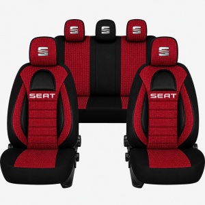 Set Huse Scaune Universale Racing, Visiniu cu Negru Personalizate cu Seat