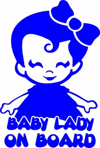 Sticker auto Baby lady on board, 21x14cm, albastru