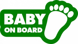 Sticker auto Baby on board, talpa bebelus, 23x13cm, verde