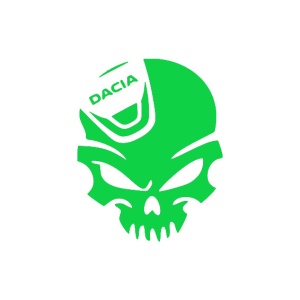 Sticker auto ''Cap de mort dacia'', 13x10 cm, verde