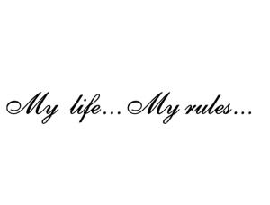 Sticker auto "my life my rules" 60x8,5 cm, negru