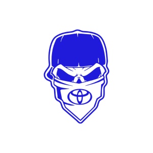 Sticker auto ''Skull gangsta toyota'', 20x13cm, albastru