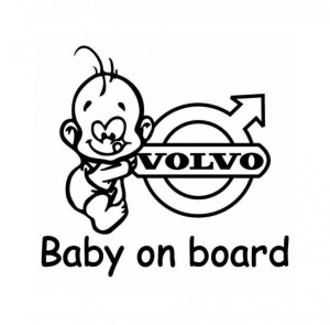Sticker Baby On Board Volvo 15 cm, Creative Rey®