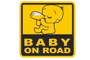 Sticker decorativ auto, Baby on road 12 cm x12 cm, Creative Rey®