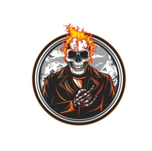 Sticker Skull Fire 15cm, Creative Rey®
