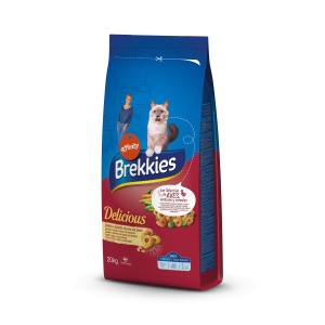 Brekkies Cat Delicious Pui și Curcan, hrana uscata pisici, 20KG