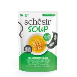 Schesir Soup plic Pui si Dovleac in supa, hrana umeda pisici, 40G
