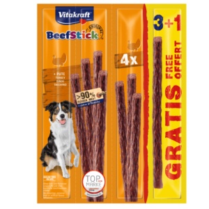 Vitakraft Beef Stick Curcan 48G, recompense pentru caini, 3+1 PROMO