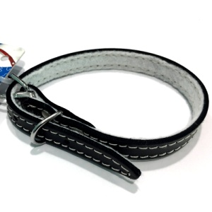 Zgarda din piele cu pasla Enjoy M Negru, 14x400mm