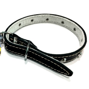 Zgarda reglabila cu tinte din piele Enjoy, S Negru, 12x330mm