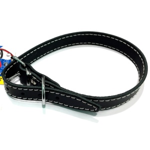 Zgarda reglabila din piele Enjoy, L Negru, 18x470mm