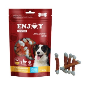 Enjoy Carnivore Calcium Bone Oase cu Pui, recompense caini, 100G