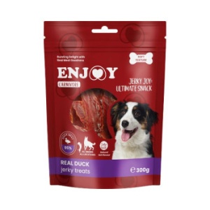 Enjoy Carnivore Real Duck Jerky Treats cu Rata, recompense caini, 300G