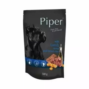 Piper Adult- Carne de miel, morcovi si orez brun, hrana umeda caini, 500G