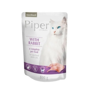 PIPER CAT- STERILISED Iepure, hrana umeda pisici, 100G