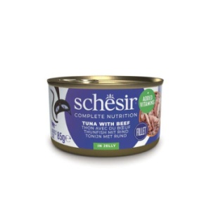 Schesir conserva cu ton si vita file in jeleu, hrana umeda pisici, 85G