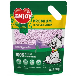 Asternut pentru litiera Enjoy Tofu cu lavanda, 6L / 2.5kg