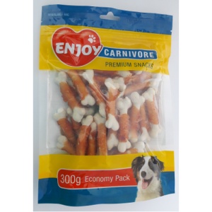 Enjoy Carnivore oase cu calciu si pui, recompense caini, 300G