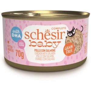 Schesir Baby Conserva, Supa cu Pui si Somon, hrana umeda pisici, 70G