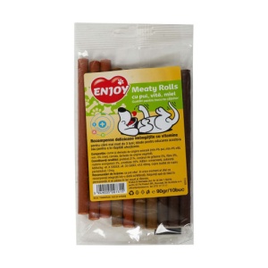 Enjoy Meaty Rolls cu Pui, Vita si Miel, recompense caini, 90G