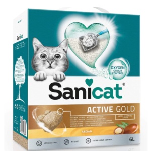 Nisip pentru litiera Sanicat Active Gold Argan, nisip igienic pisici, 6L