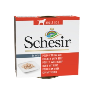 Schesir Adult cu pui si vita, hrana umeda caini, 150G