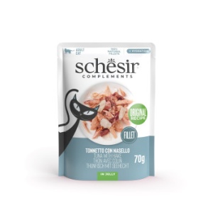 Schesir plic Ton si Merluciu in jeleu, hrana umeda pisici, 70G
