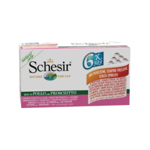 Schesir Pui si Sunca, hrana umeda pisici, 6x50G