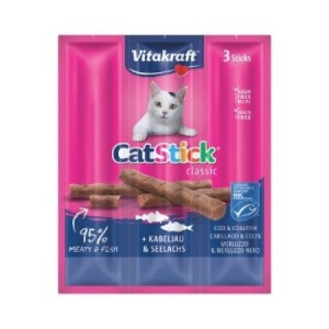 Vitakraft Cat Stick Cod si Merluciu, recompense pisici, 18G