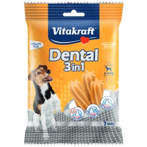 Vitakraft Dental Snack, recompensa pentru caini, 3 in 1 Small, 120G
