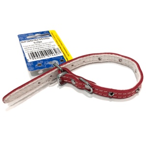 Zgarda reglabila cu tinte din piele Enjoy, XS Rosu, 10x270mm